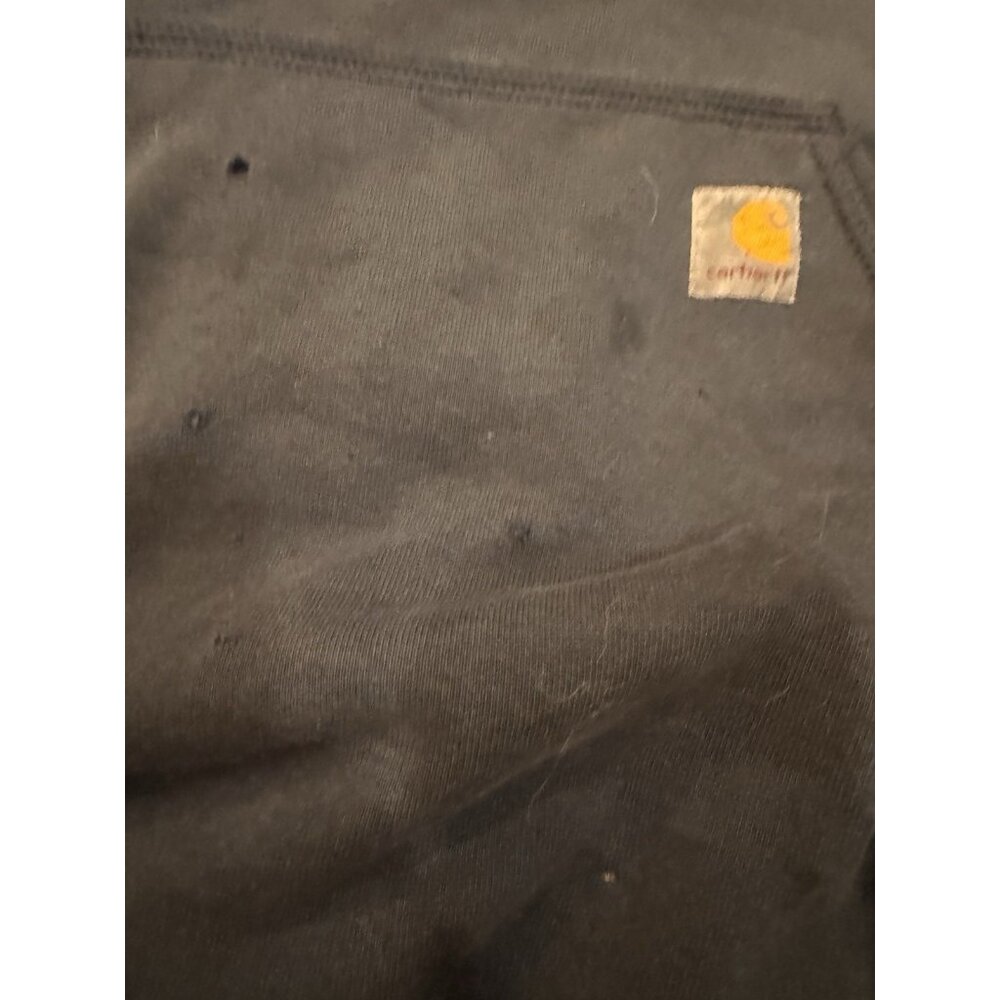 Carhartt XL Pullover Hoodie Work Worn Distressed Welding Burn Holes Oil Stains - Picture 6 of 14